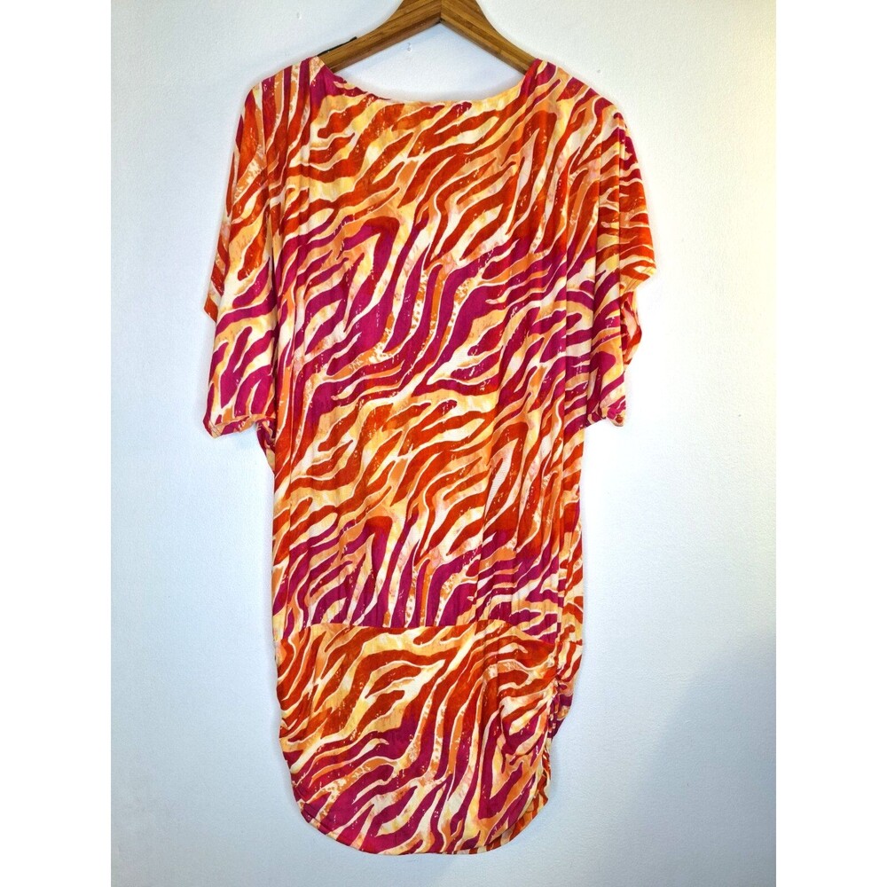 CARMEN MARC VALVO Animal Print Swimwear Cover Up Dress Sz L Beachy Vacation‎